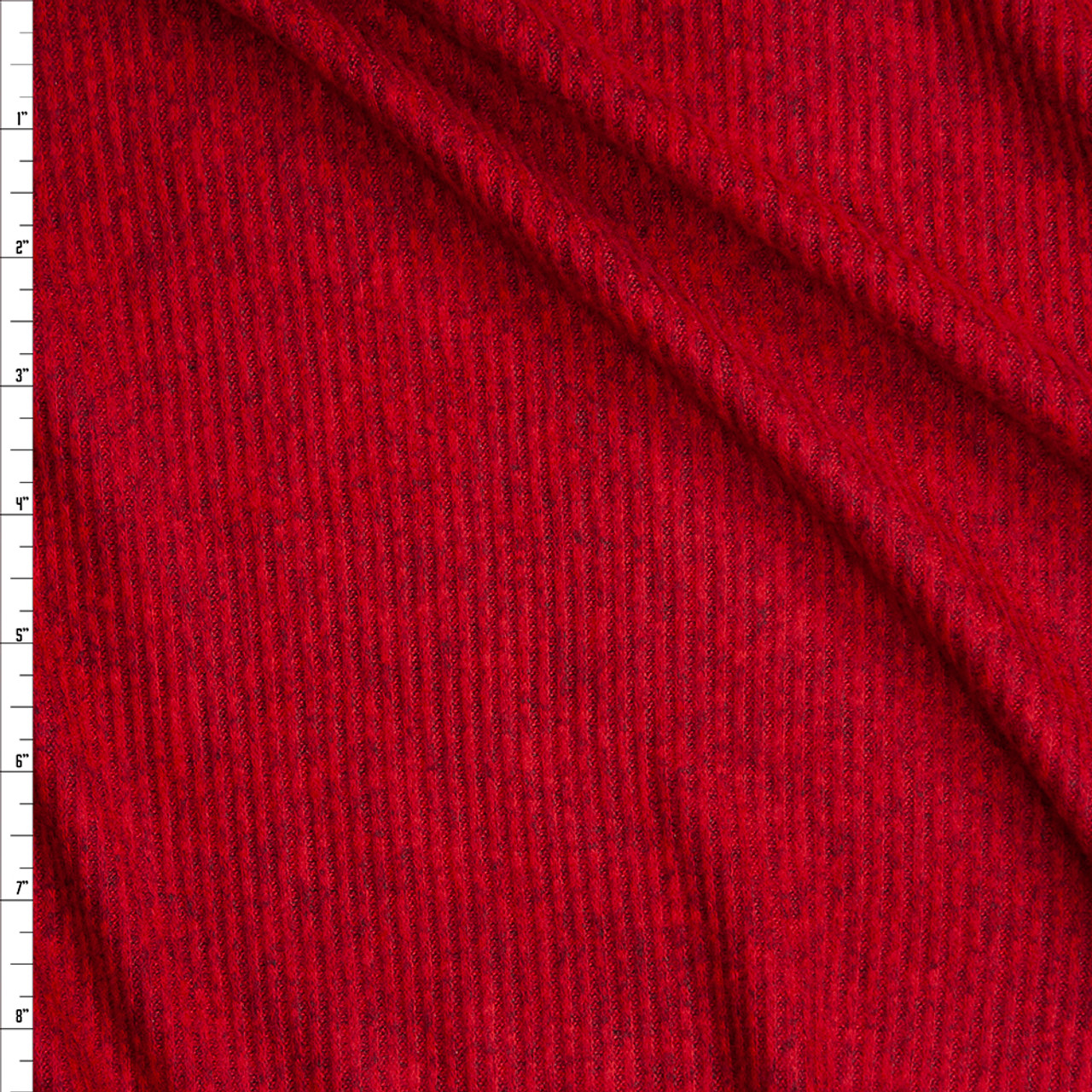 Cali Fabrics Deep Red Heather Brushed Ribbed Sweater Knit Fabric by the ...
