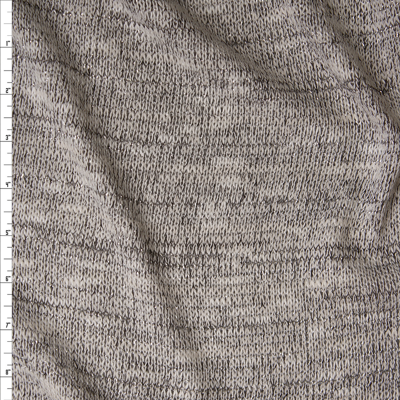 Cali Fabrics Grey Heather with Metallic Silver Sweater Knit Fabric by ...