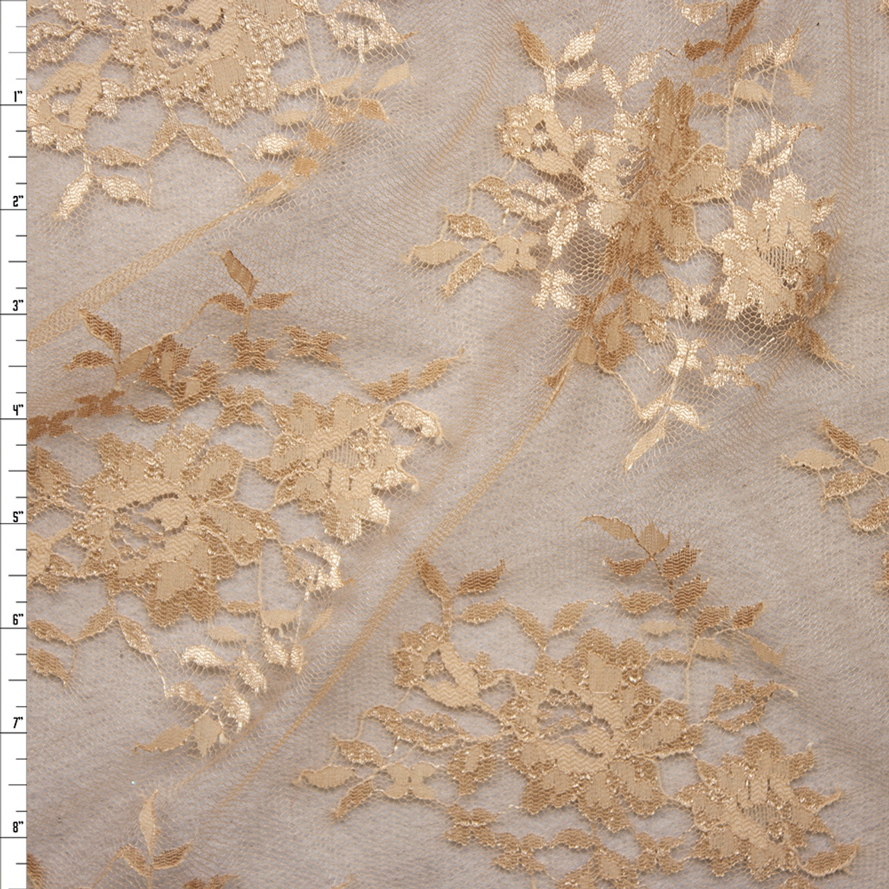 Cali Fabrics Tan Chantilly Lace Fabric by the Yard