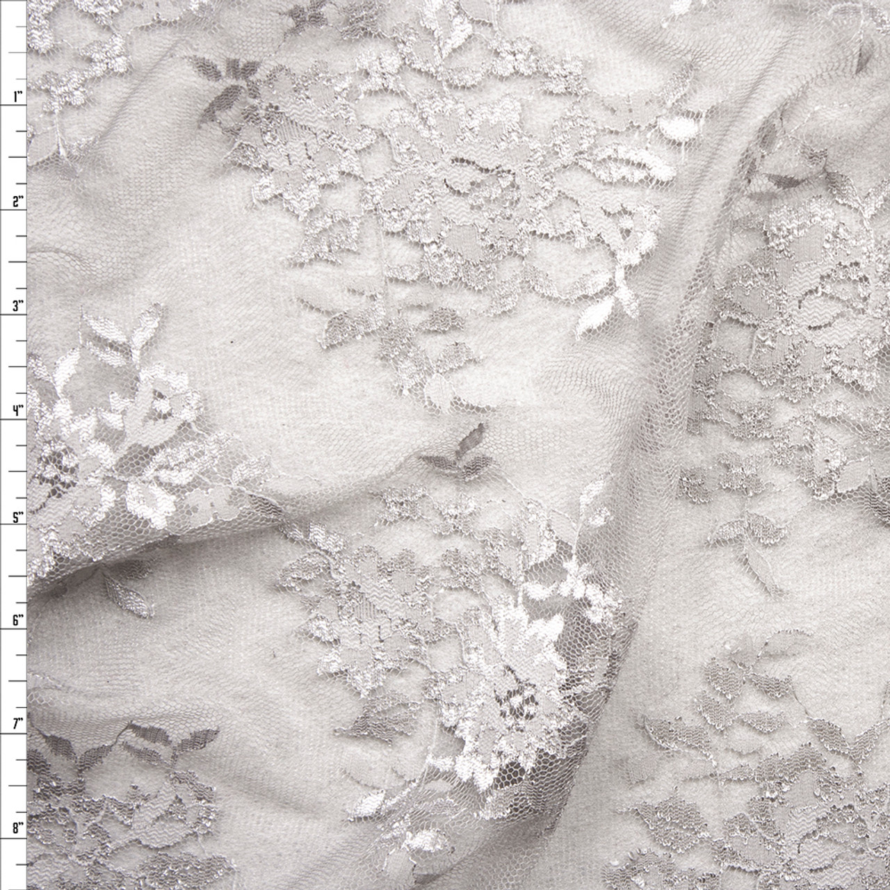 Cali Fabrics Light Grey Chantilly Lace Fabric By The Yard