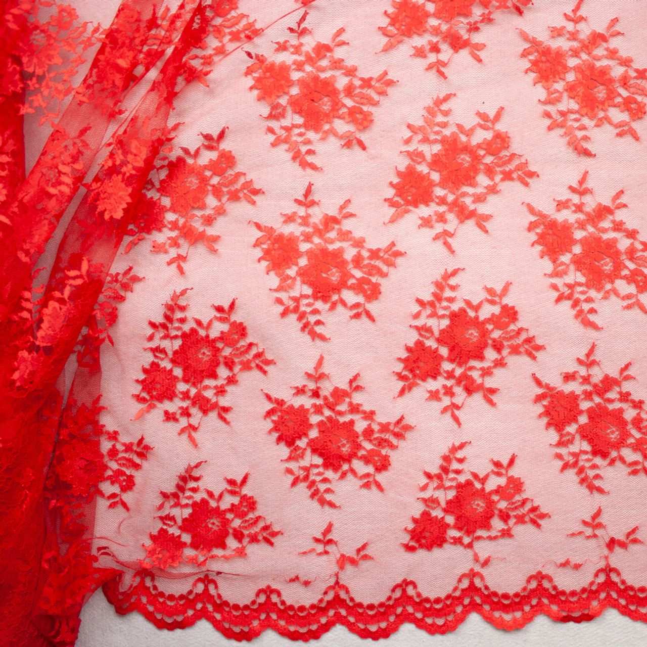 Red Lace Fabric by the Yard
