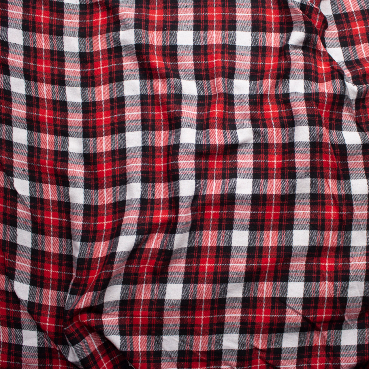 Cali Fabrics White Red and Black Plaid Midweight Flannel Cali Fabrics White Red and Black Plaid Midweight Flannel