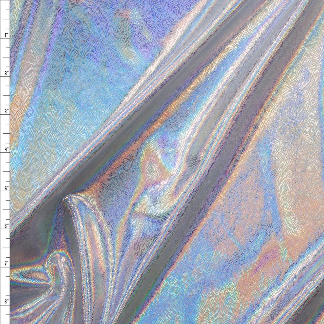 Iridescent Silver on White Nylon Spandex Mystique