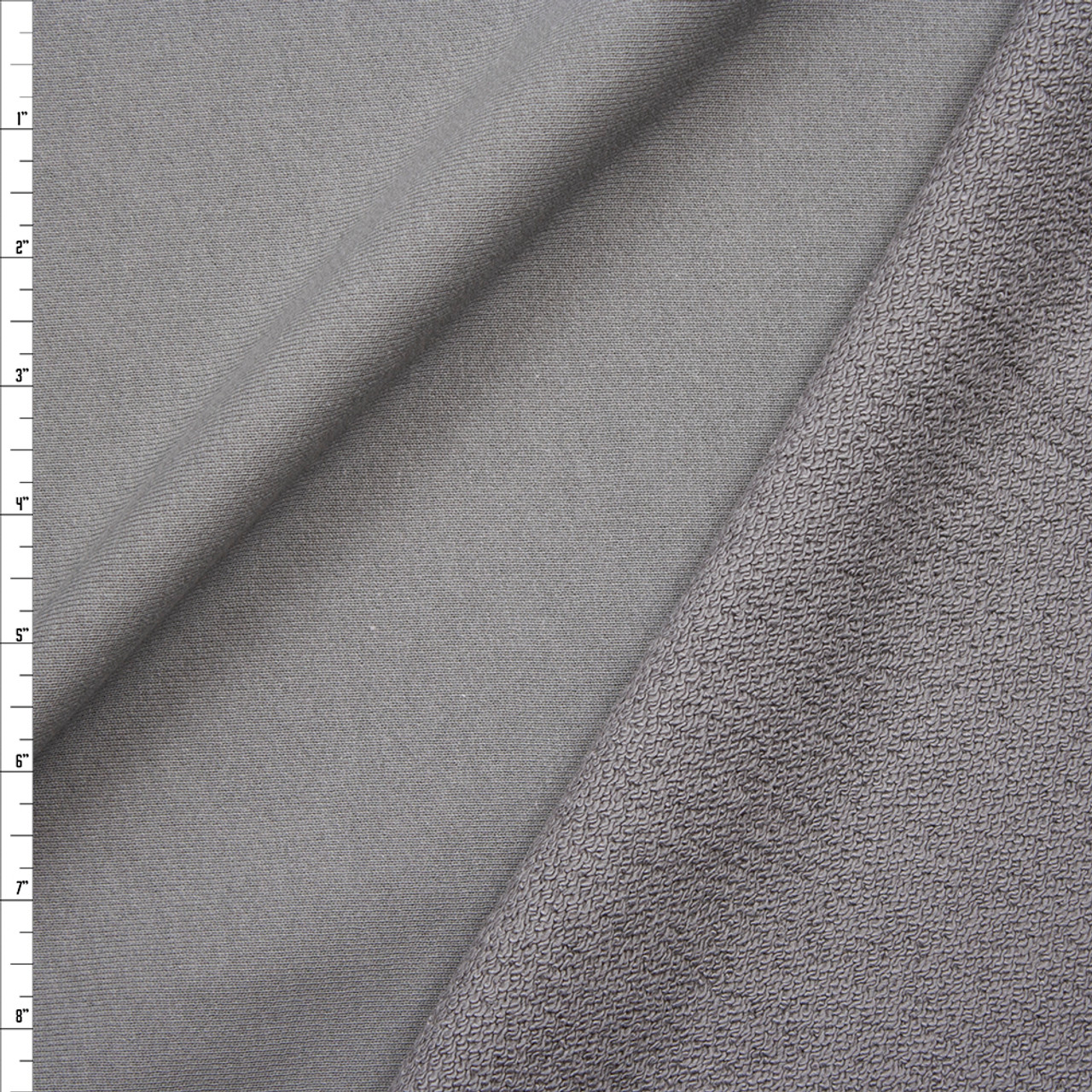Cali Fabrics Grey Heavyweight Cotton French Terry Fabric by the Yard