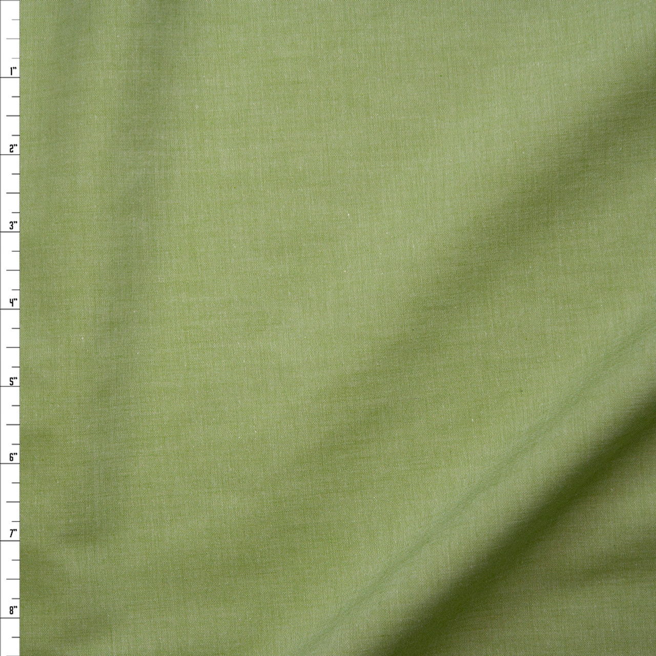 Cali Fabrics Avocado Green Lightweight Cotton Chambray Fabric by the Yard