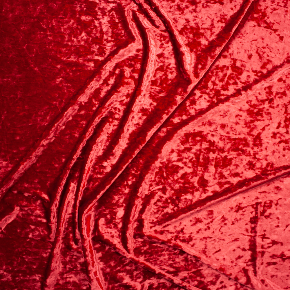 Cali Fabrics Red Luxury Crushed Stretch Velvet Fabric by the Yard