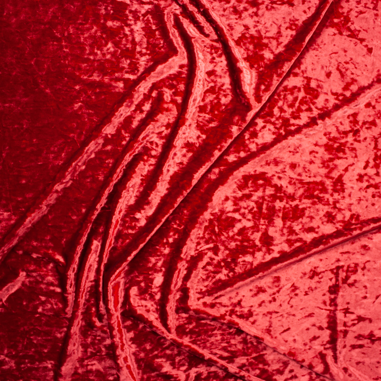 Red Crushed Velvet Velour Stretch Fabric Material - Polyester - 150cm (59)  wide