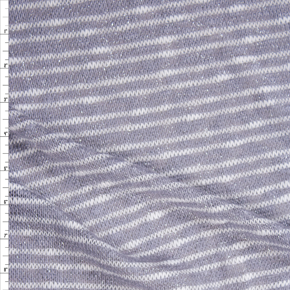 Cali Fabrics Sparkling Grey and White Stripe Slubbed Loose Sweater 