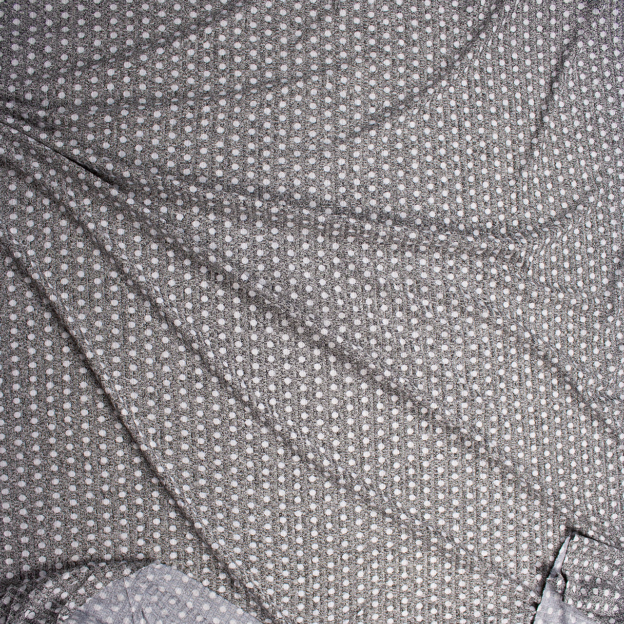 Cali Fabrics White Polka Dots on Mottled Gray Designer Ribbed Sweater ...