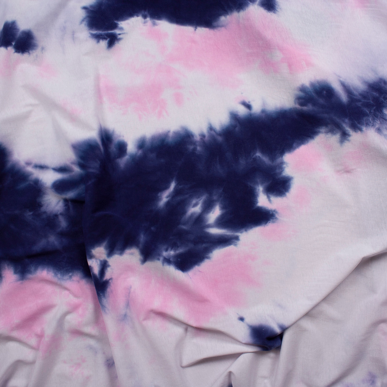 Cali Fabrics Pink, Navy, and White Tie Dye Cotton Jersey Fabric by the Yard