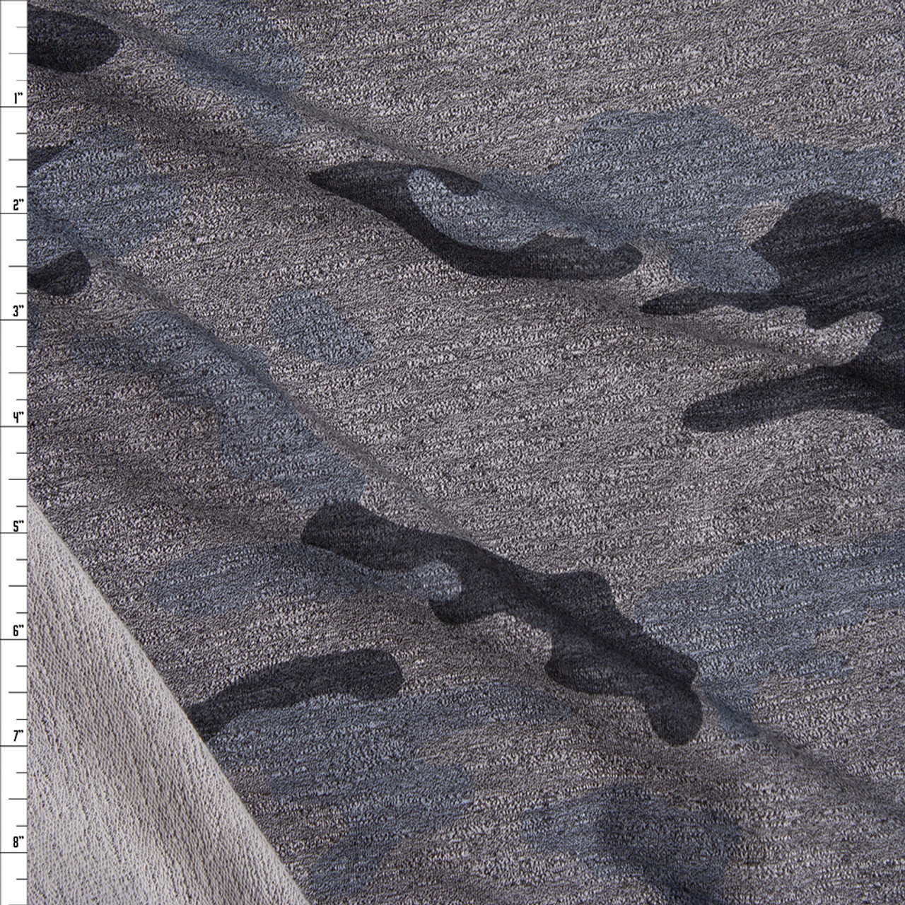 Cali Fabrics Grey Camouflage Stretch Rayon French Terry Fabric by the Yard