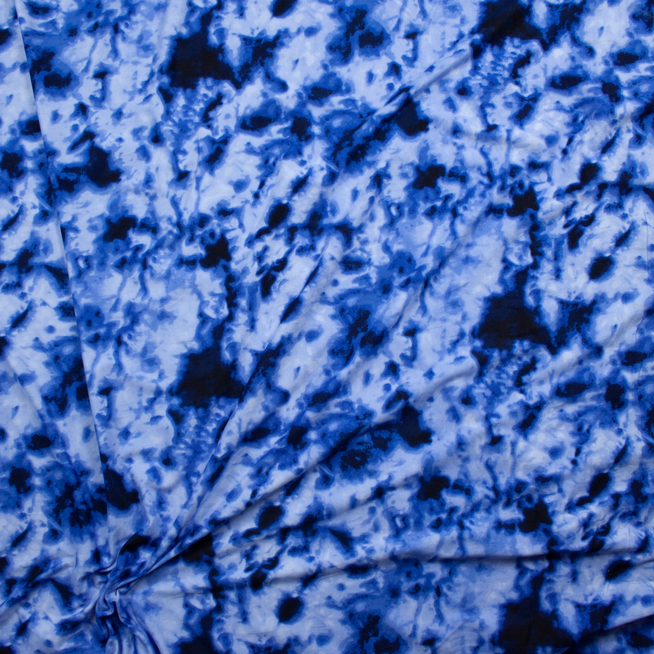 Cali Fabrics Navy and White Tie Dye Double Brushed Poly/Spandex Fabric ...