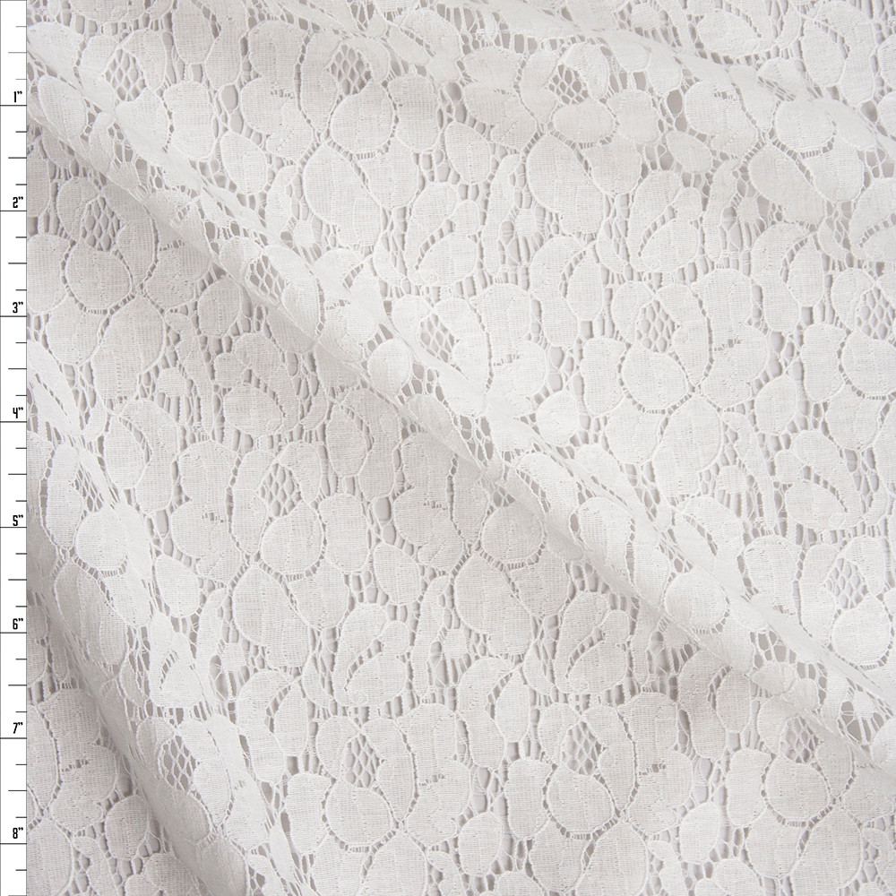 Cali Fabrics Warm White Spring Floral Lace Fabric by the Yard