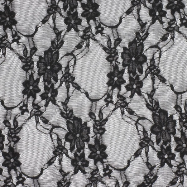 Cali Fabrics | Black Floral Stretch Lace