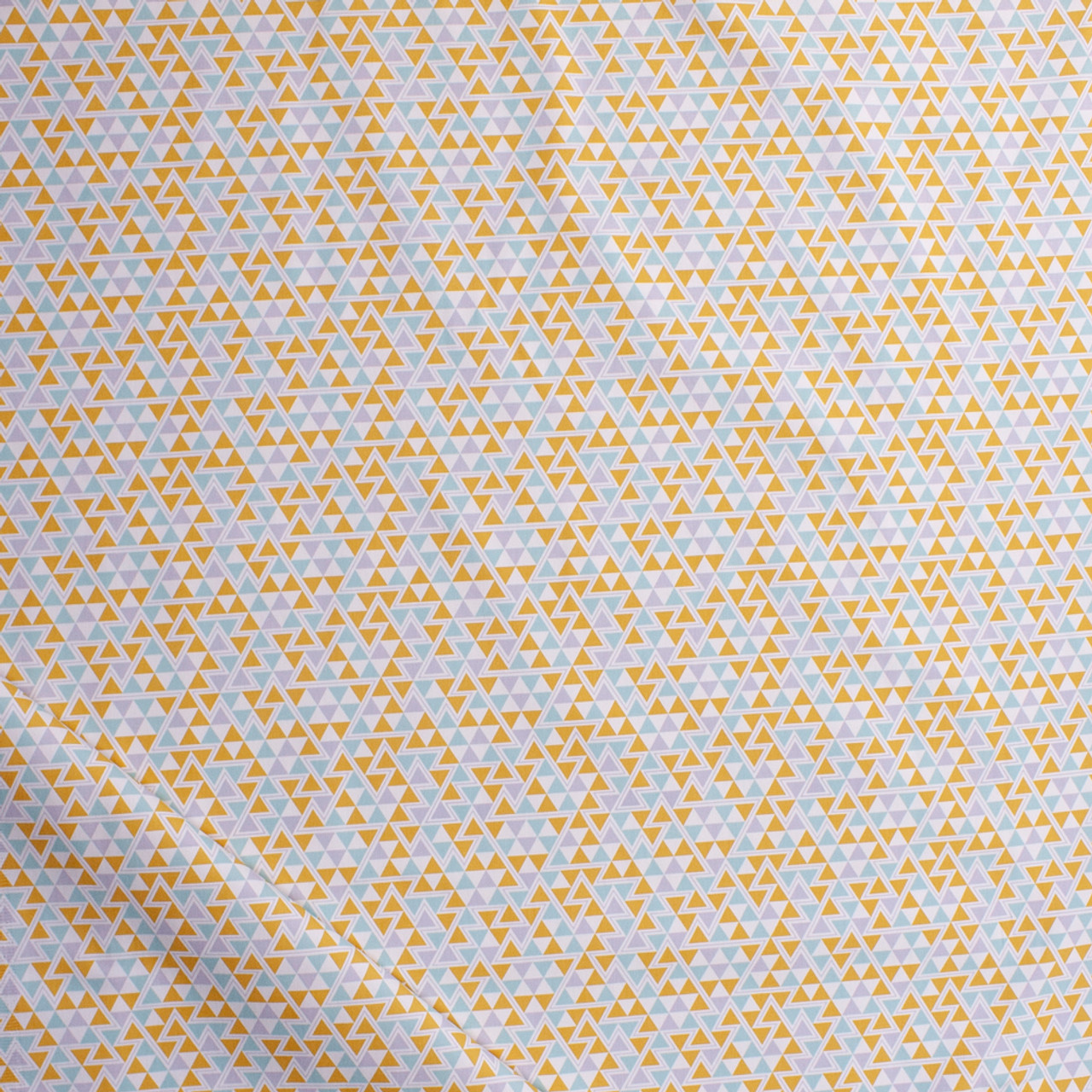 Cali Fabrics Mustard and Aqua Triangles Midweight Cotton Poplin Fabric ...