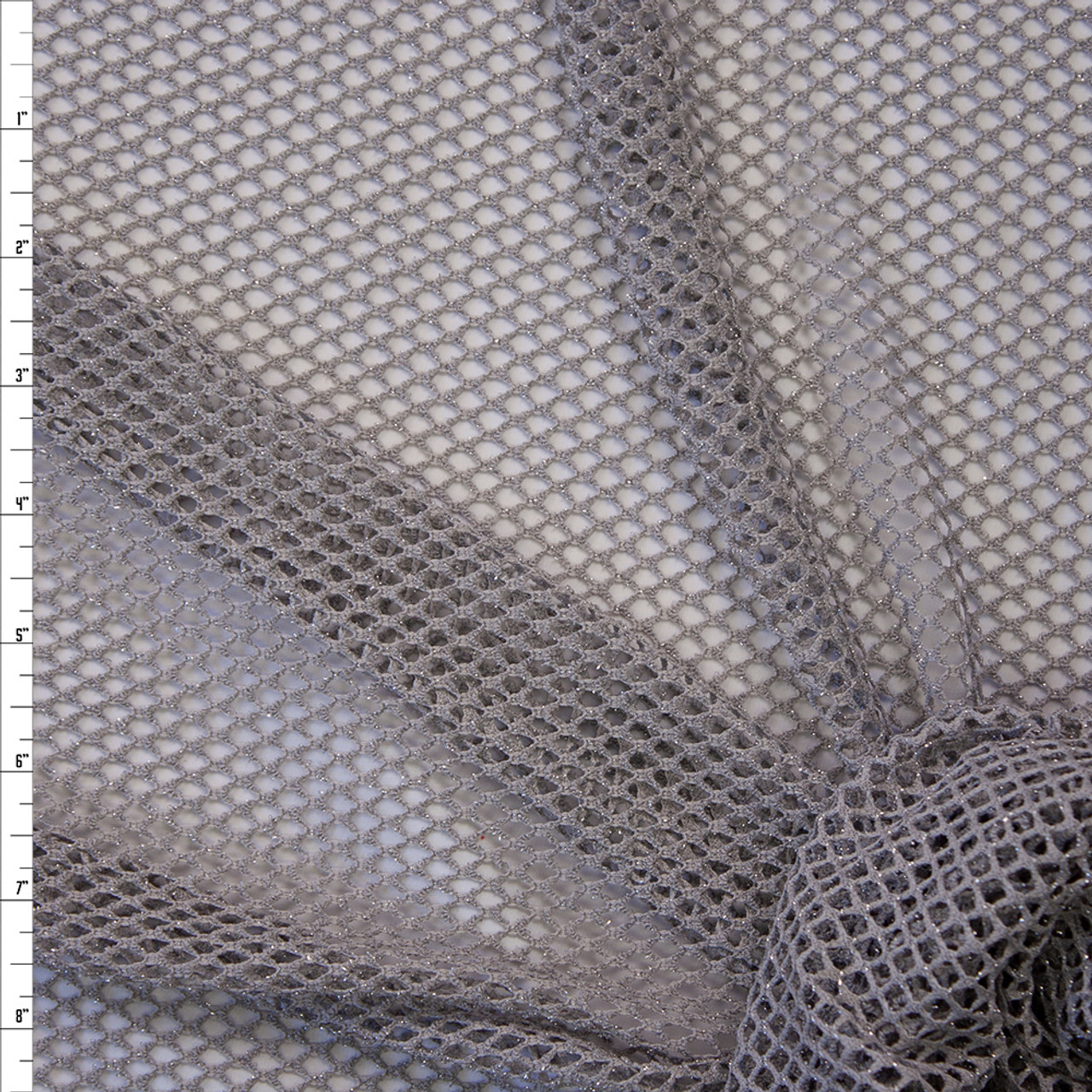 Metallic Silver on Grey Fishnet