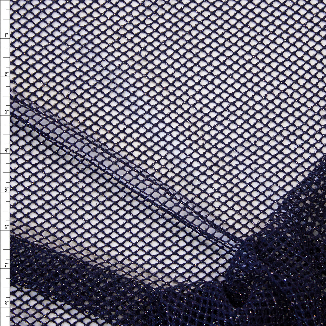 Cali Fabrics Metallic Silver on Navy Fishnet Fabric by the Yard