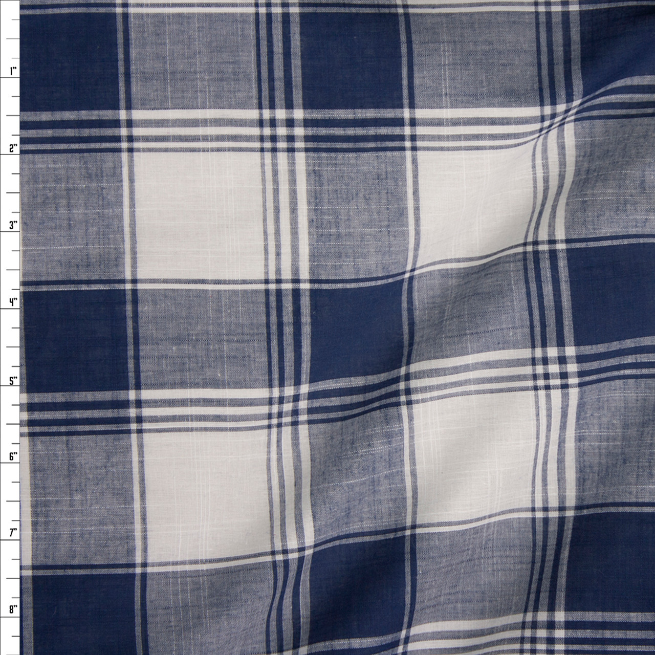 Cali Fabrics Navy and White Lightweight Cotton Shirting Fabric by the Yard