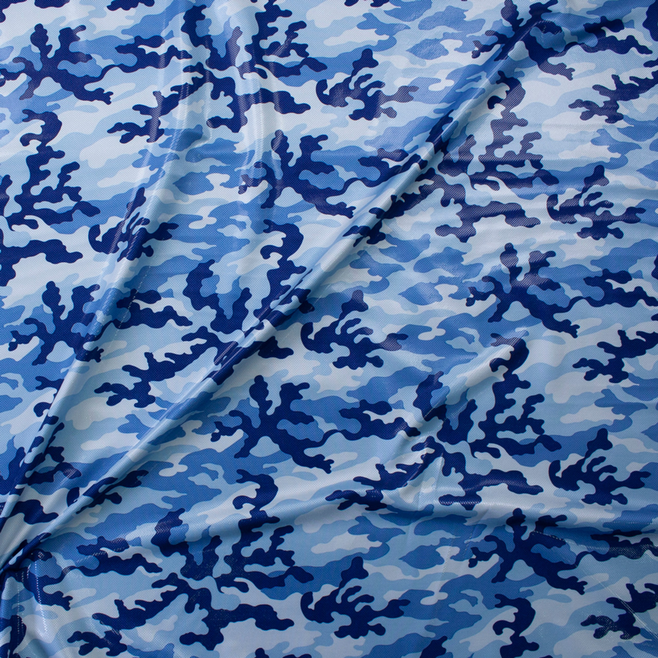 Blue Camouflage with Gloss Overlay Nylon/Spandex