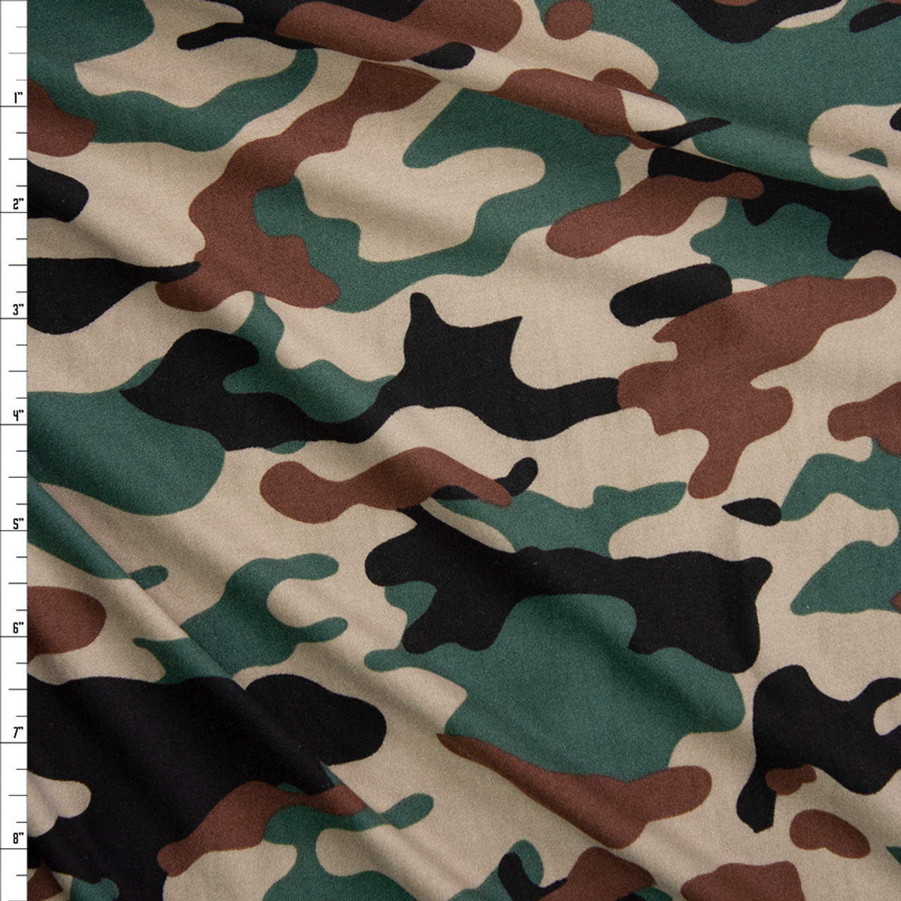 Cali Fabrics Moss Camo Double Brushed Poly/Spandex Knit Fabric by the Yard