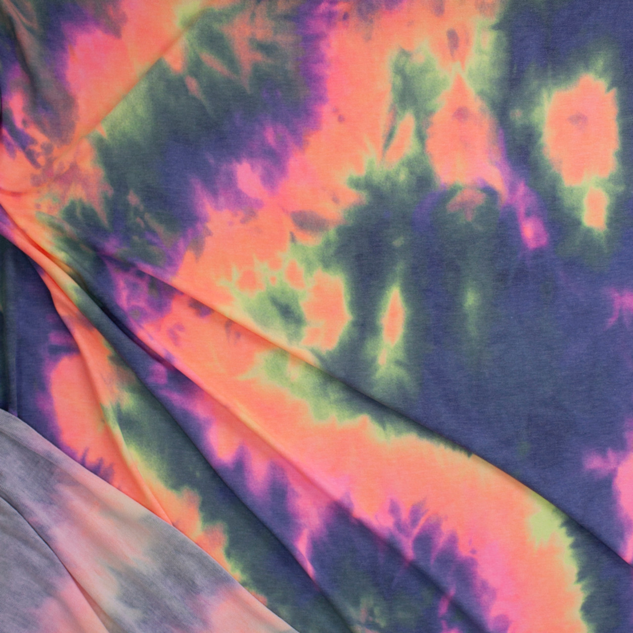 Cali Fabrics Pink, Blue, and Yellow Tie Dye Rayon French Terry Fabric ...