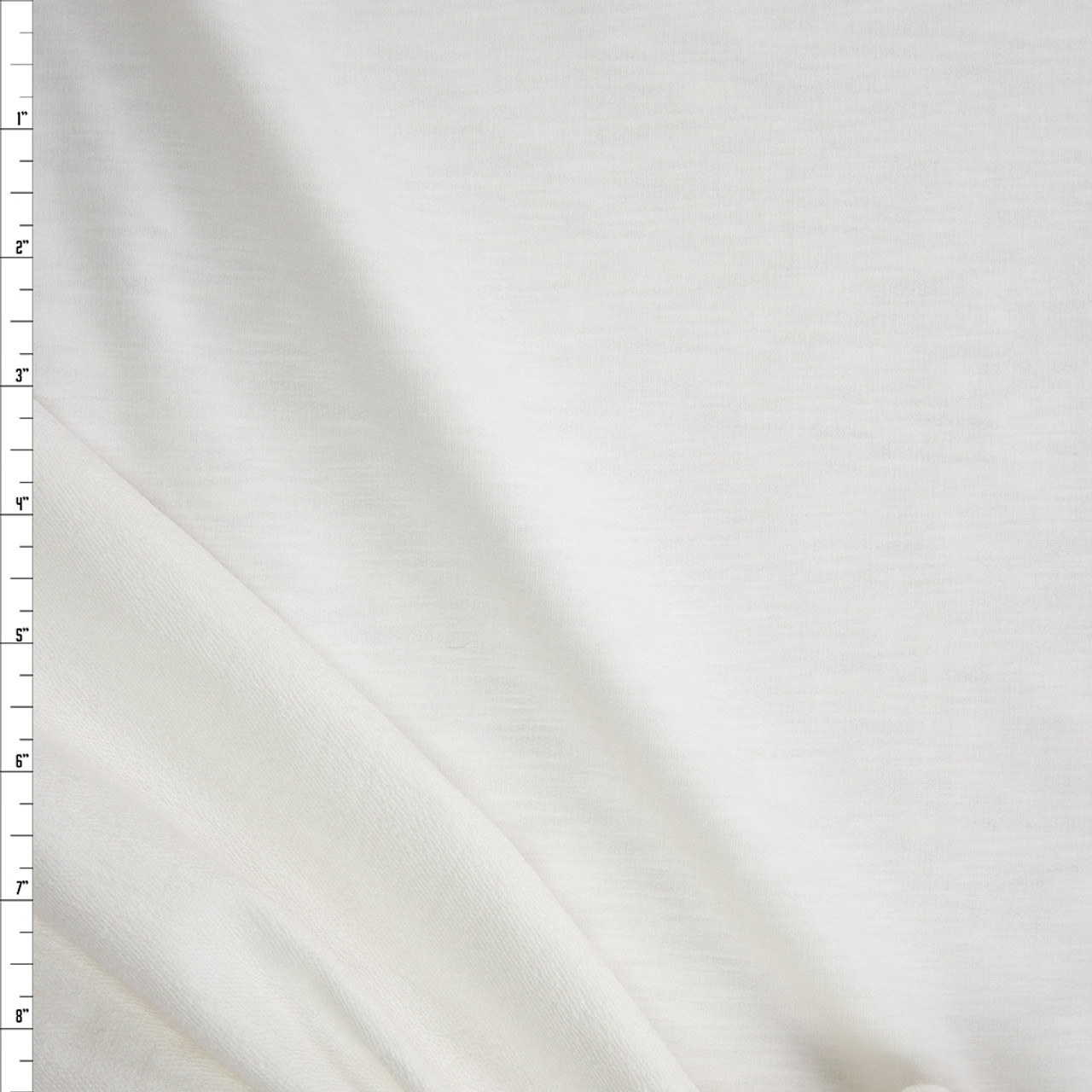 Cali Fabrics White Stretch Cotton French Terry Fabric by the Yard