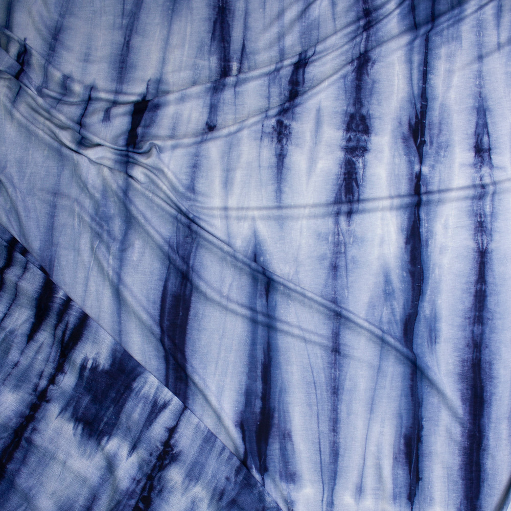 Cali Fabrics Navy and Grey Streaked Tie Dye Lightweight Rayon