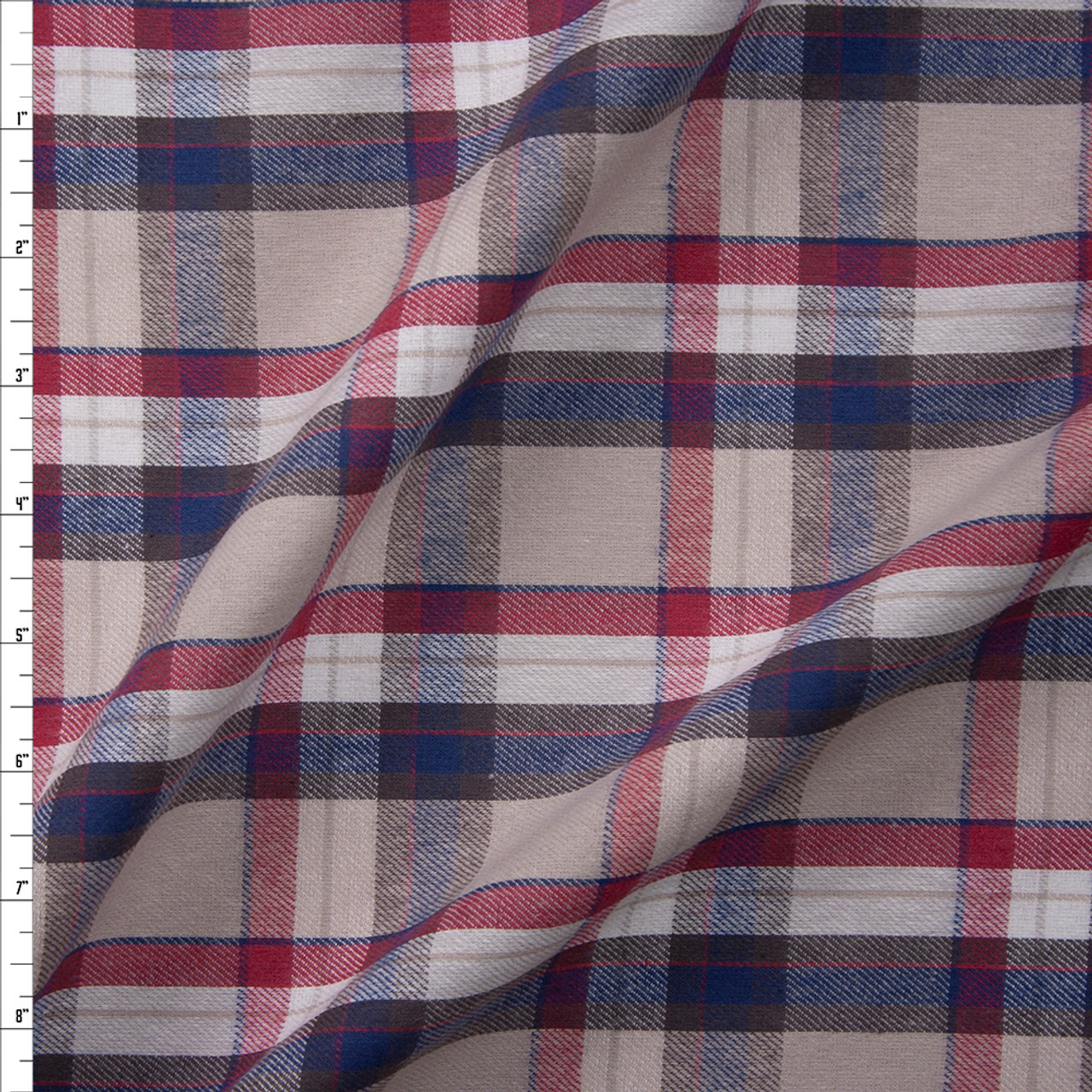 Plaid in Red / Blue / Green / White, Flannel Fabric, 44 Wide, 100%  Cotton