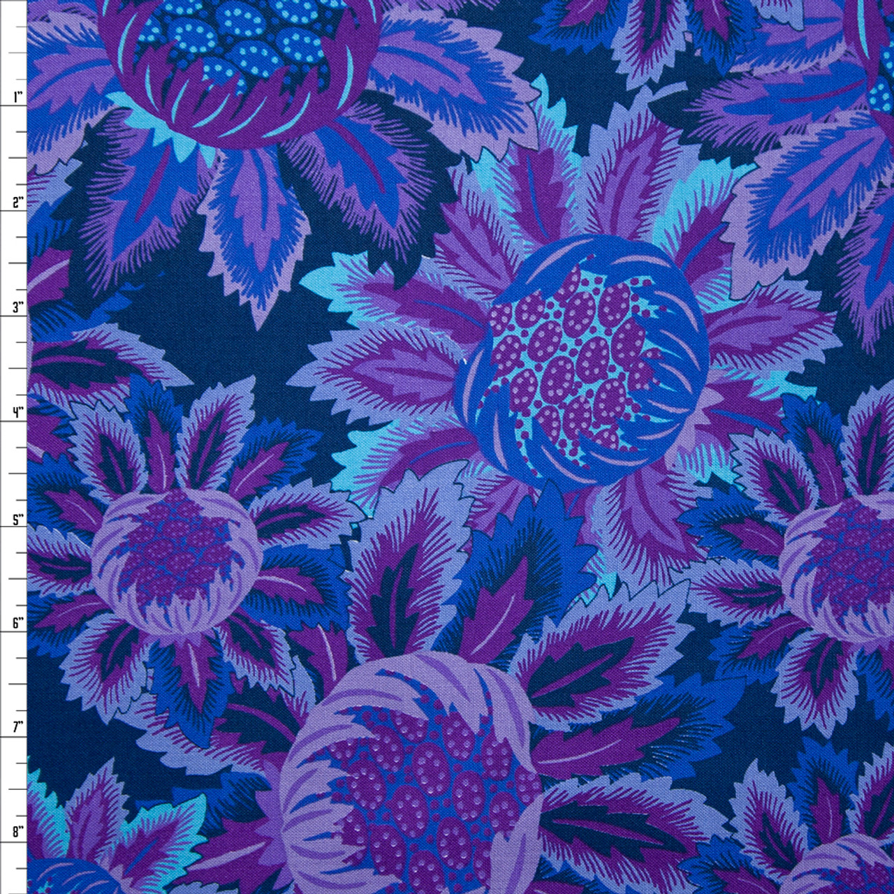 Cali Fabrics Rhapsody Large Floral Purple and Aqua Quilter’s Cotton ...