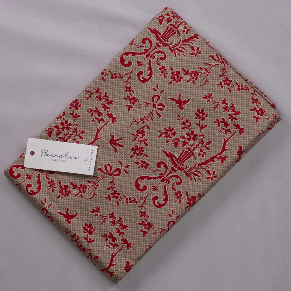 Cali Fabrics Boundless Ruby Rue Damask (4y Bargain Cut) Fabric by the Yard