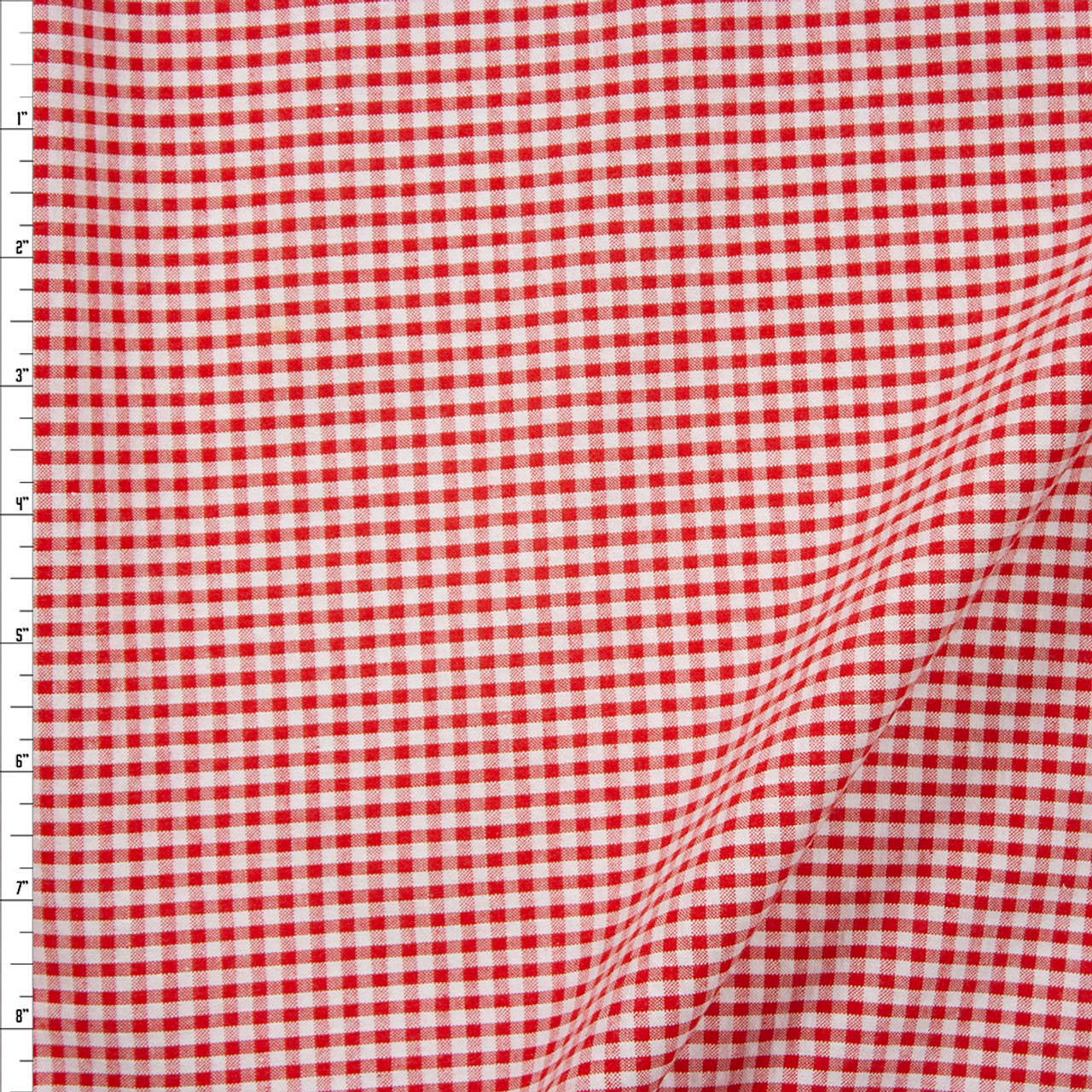 Cali Fabrics Red and White 1/8” Gingham Seersucker Fabric by the Yard