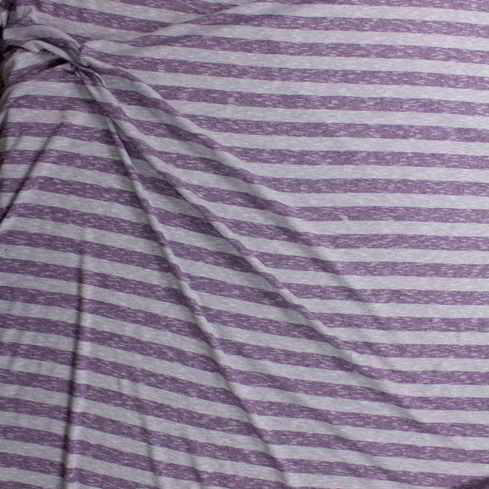 Cali Fabrics Plum, Fuchsia, and Grey Heather Stripe Lightweight Sweater