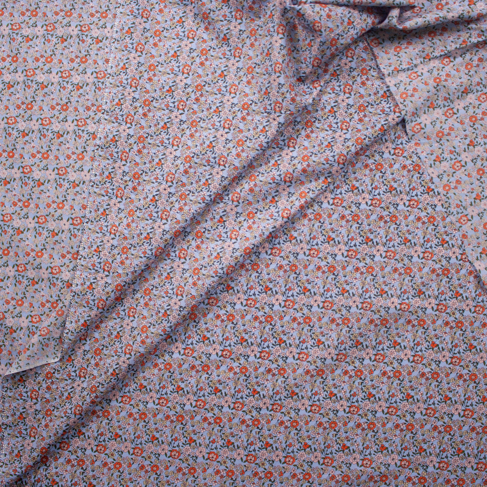 Cali Fabrics Light Blue Designer Oxford Cotton Fabric by the Yard