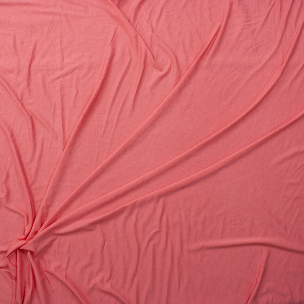 Cali Fabrics Neon Coral Lightweight Poly/Rayon Jersey Knit Fabric by