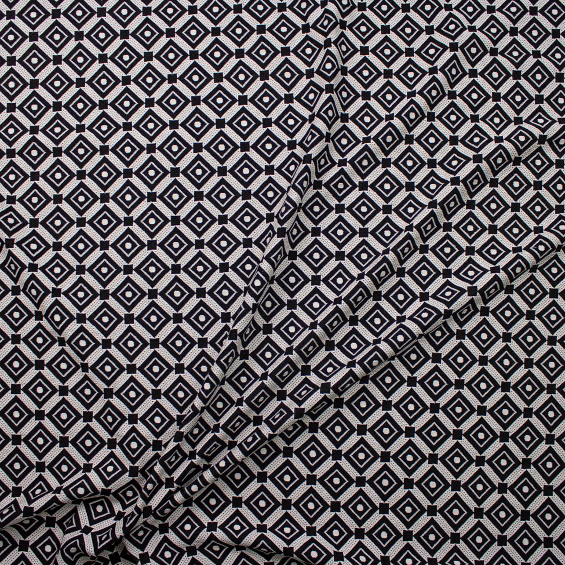Cali Fabrics Black, Blue, and White Geometric Textured Double Knit ...