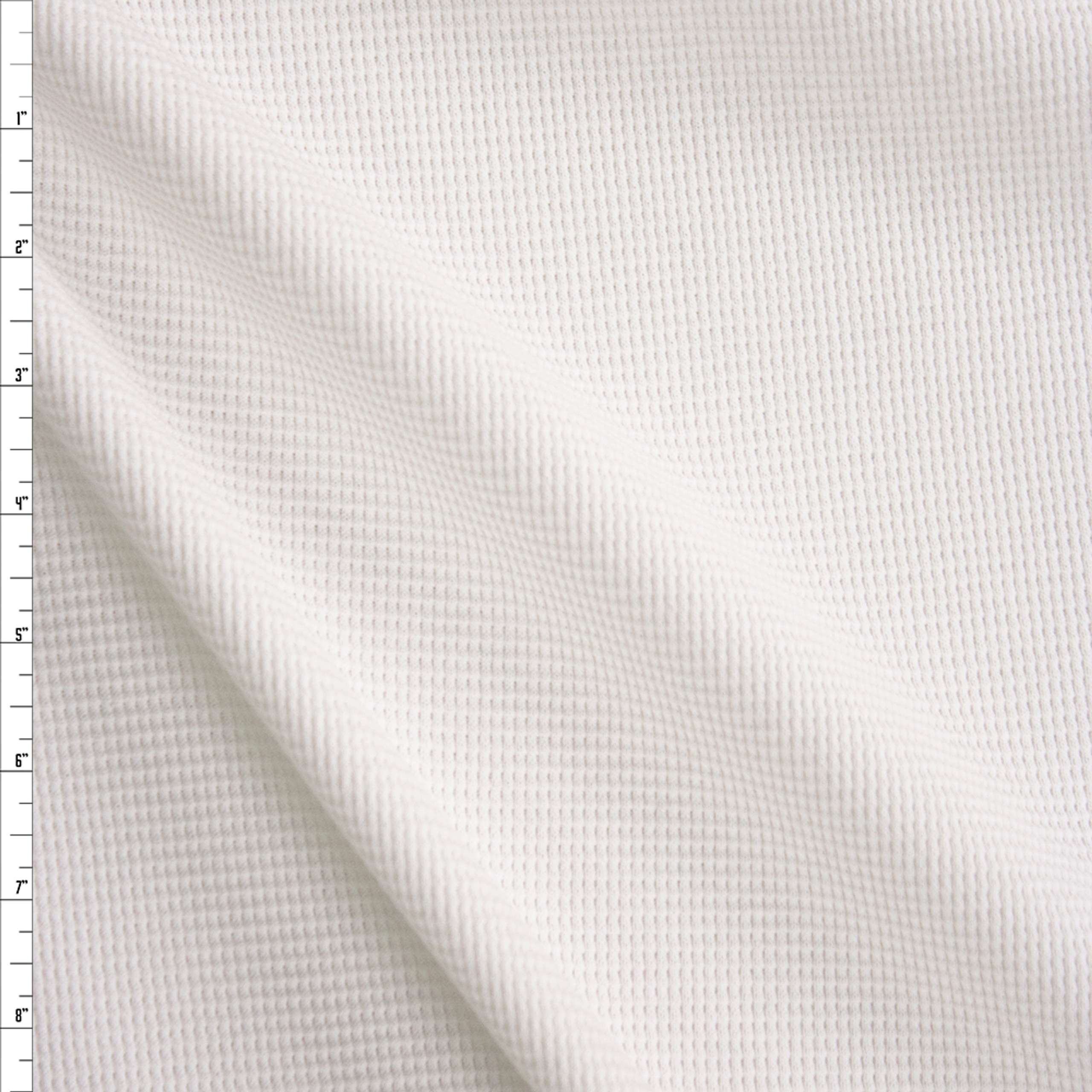 Cali Fabrics White Heavyweight Cotton Waffle Knit Fabric by the Yard