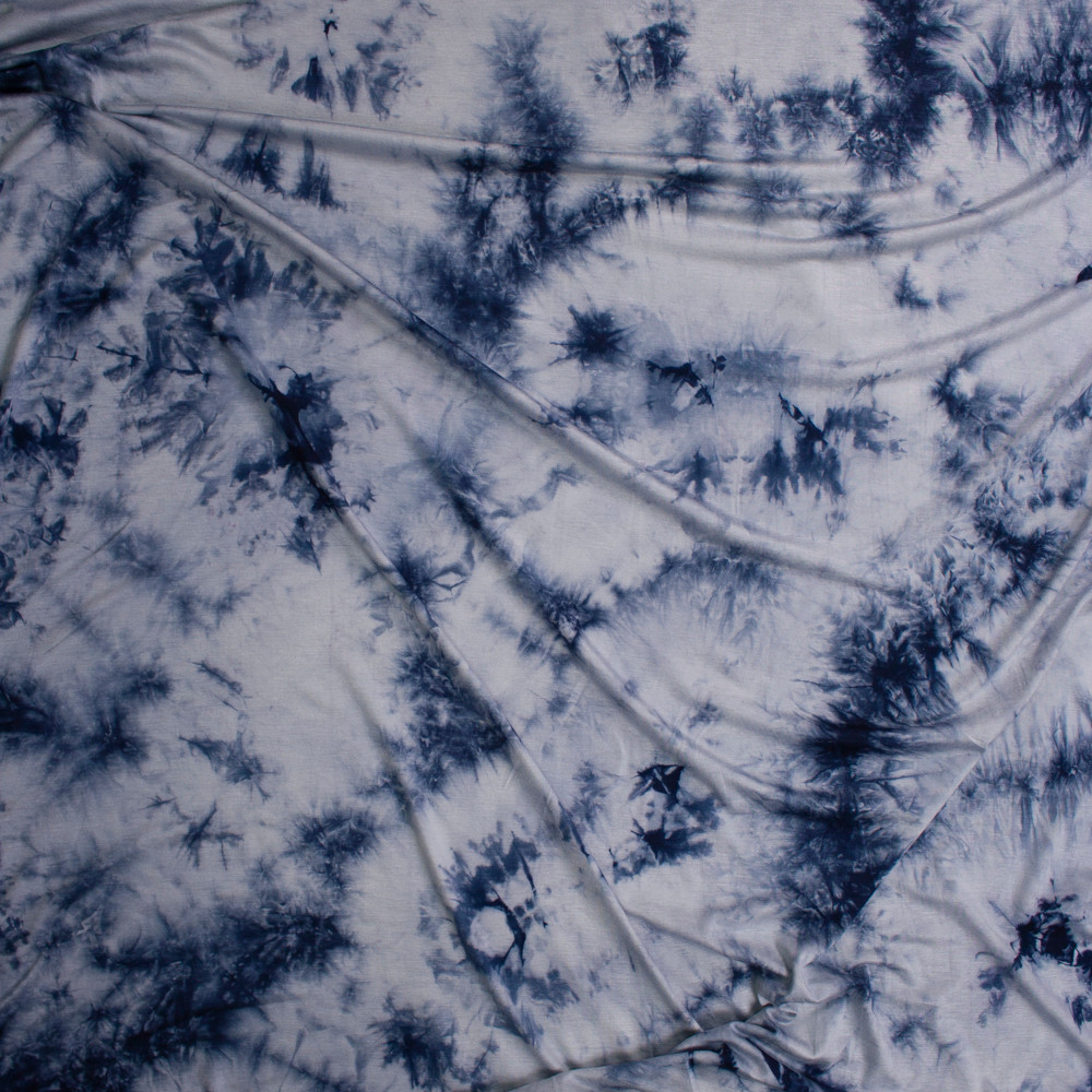 Cali Fabrics Pink, Navy, and White Tie Dye Cotton Jersey Fabric by the Yard