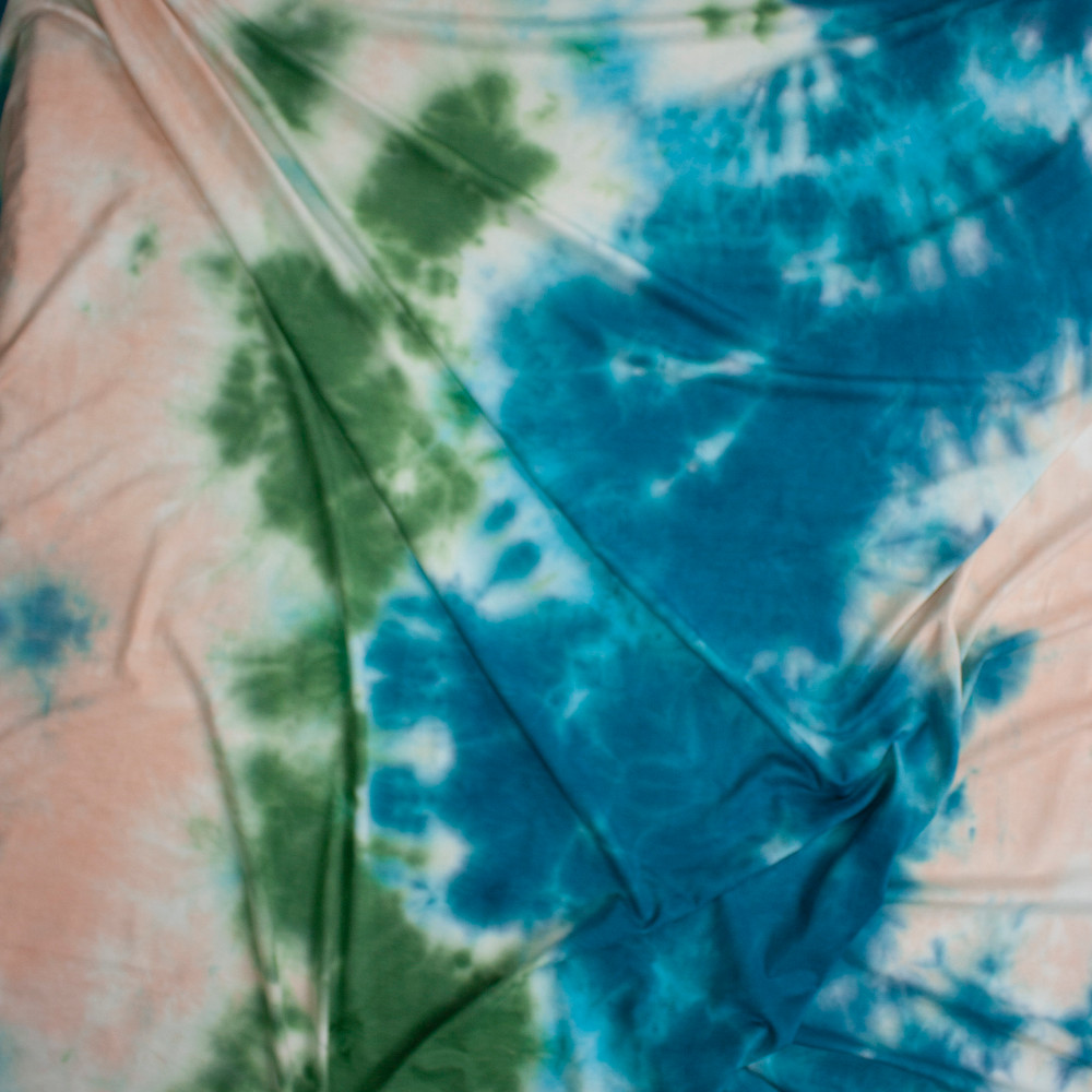 Cali Fabrics Olive and Ivory Tie Dye Stretch Rayon Jersey Fabric by the