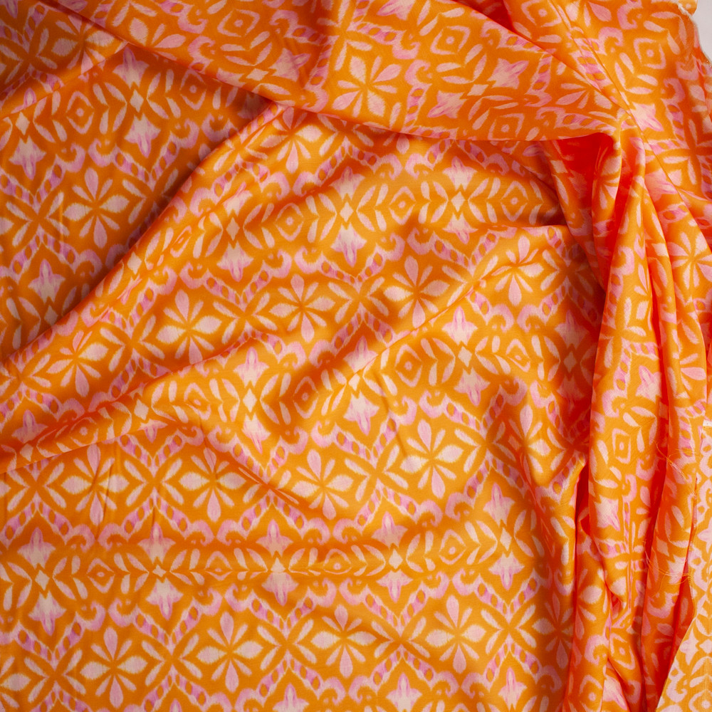 Cali Fabrics Orange and Yellow Paisley Panel Cotton/Silk Voile Fabric
