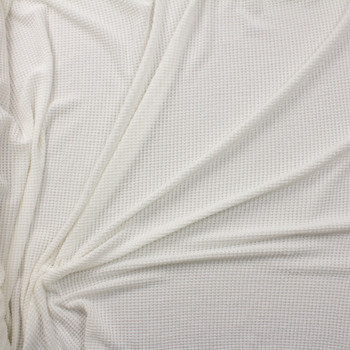 Warm White Chunky Waffle Knit Fabric By The Yard - Wide shot Warm White Chunky Waffle Knit Fabric By The Yard - Wide shot