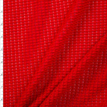 Bright Red Chunky Waffle Knit Fabric By The Yard