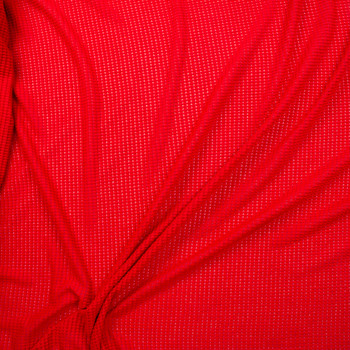 Bright Red Chunky Waffle Knit Fabric By The Yard - Wide shot