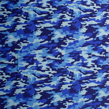 Blue Camouflage Quilter's Cotton Print Fabric By The Yard - Wide shot