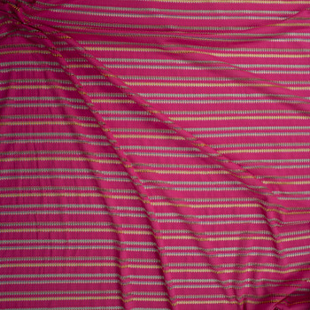 Metallic Gold, Hot Pink, Yellow, and Blue Stripe Perforated Knit Fabric By The Yard - Wide shot