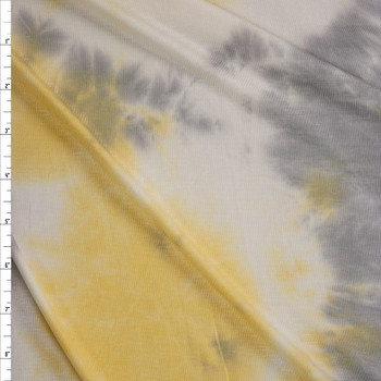 Butter and Stone Tie Dye Stretch Rayon Jersey Fabric By The Yard