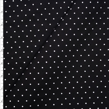 White on Black Polka Dots Stretch Cotton Poplin Fabric By The Yard