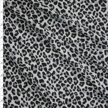 Grey Cheetah Print Brushed Stretch Rib Knit Fabric By The Yard