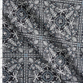 Beachside Bandana on Black Designer Cotton Shirting from ‘Tori Richards’ Fabric By The Yard