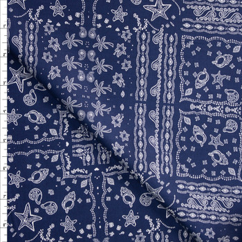 Beach Bandana on Navy Blue Designer Cotton Shirting from ‘Tori Richards’ Fabric By The Yard