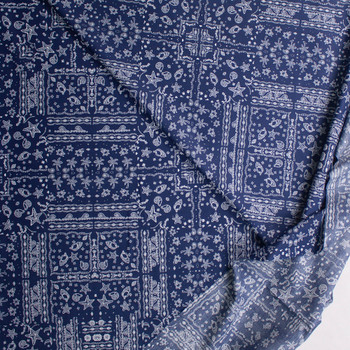 Beach Bandana on Navy Blue Designer Cotton Shirting from ‘Tori Richards’ Fabric By The Yard - Wide shot